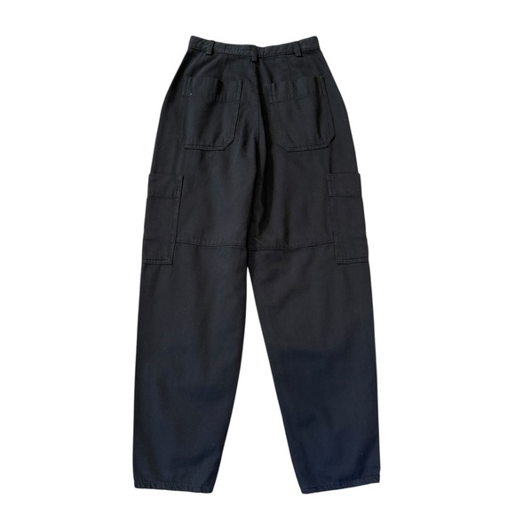 AG Adriano Goldschmied Womens Black Silk Blend Cargo Tapered Pants Size 4 26 NEW - Picture 2 of 7